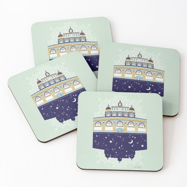 Item preview, Budapest Bath House – Navy & Mint designed and sold by Cat Coquillette.