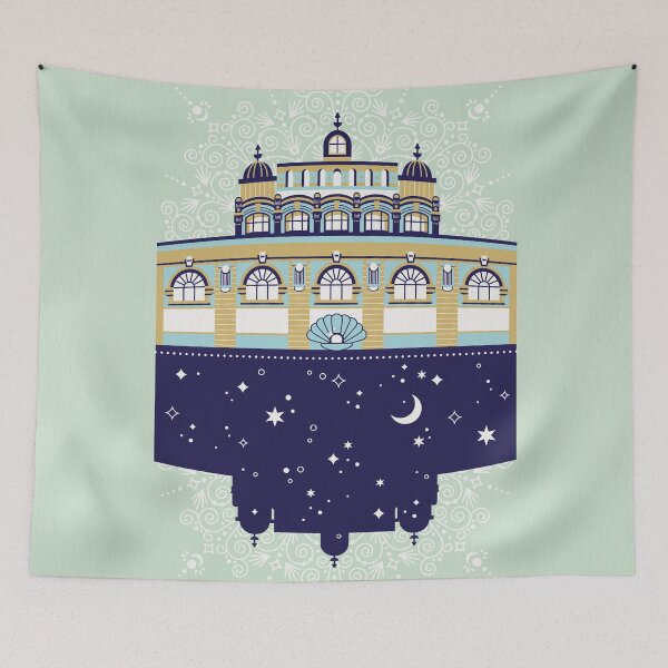 Item preview, Budapest Bath House – Navy & Mint designed and sold by Cat Coquillette.