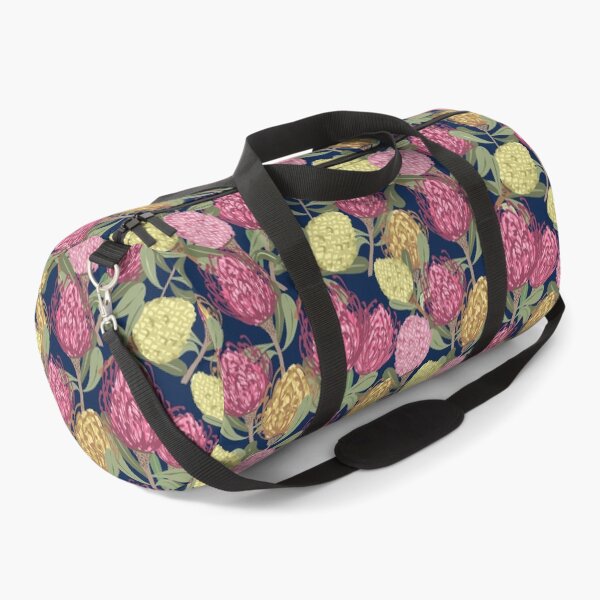 Vintage inspired Pinwheel Proteas pattern Duffle Bag