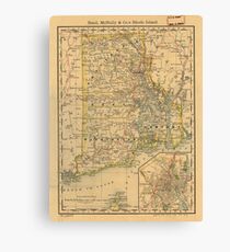 Vintage Map of Rhode Island (1875) Canvas Print