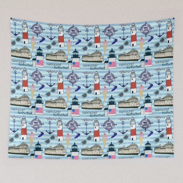 Item preview, Nantucket on blue stripes  designed and sold by cityette.
