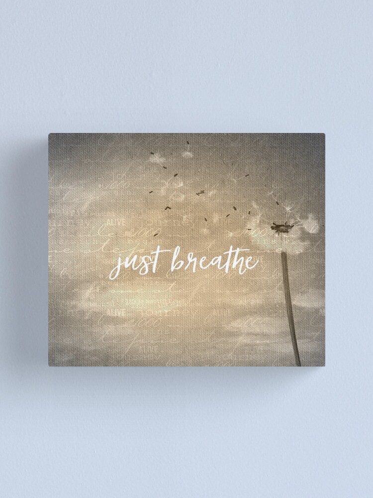Alternate view of Just Breathe Quote with Dandelion Canvas Print