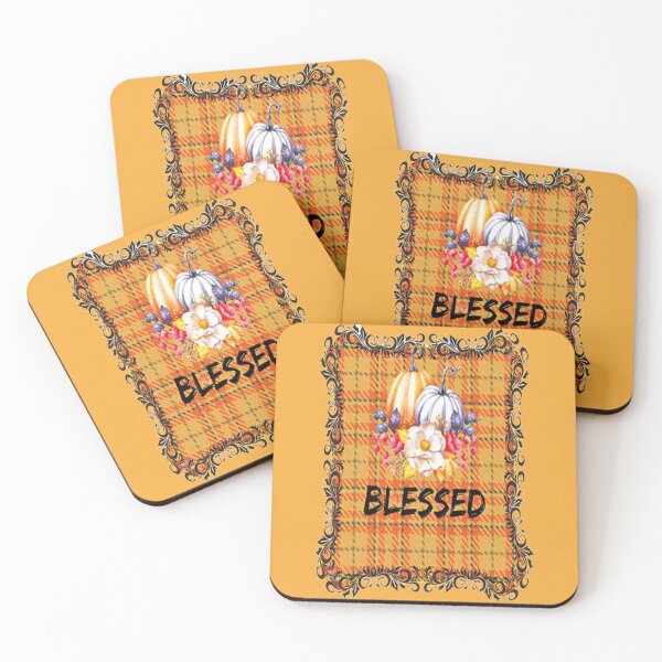 Item preview, Blessed, Buffalo Plaid Thanksgiving Autumn Design,Thankful Grateful Blessed, Gobble Me Turkey Day designed and sold by Adri Barnard.