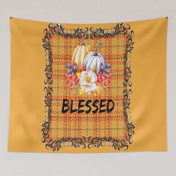 Item preview, Blessed, Buffalo Plaid Thanksgiving Autumn Design,Thankful Grateful Blessed, Gobble Me Turkey Day designed and sold by Adri Barnard.