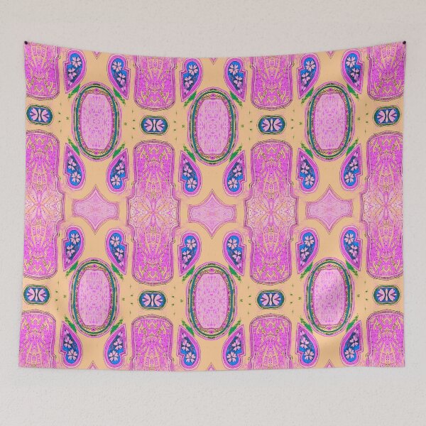 Item preview, pink floral cartouchie pattern designed and sold by Nickdavisinghe.