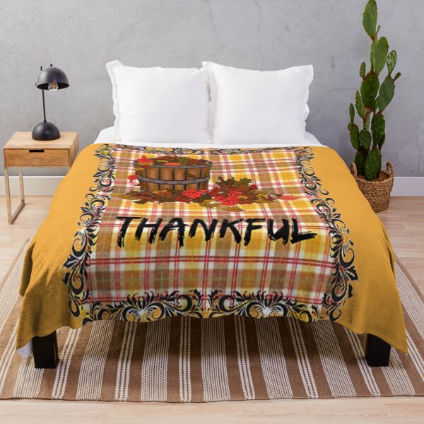 Item preview, Thankful, Buffalo Plaid Thanksgiving Autumn Design ,Thankful Grateful Blessed, Gobble Me Turkey Day designed and sold by Adri Barnard.