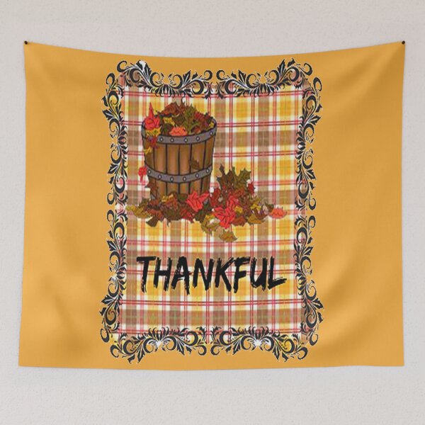 Item preview, Thankful, Buffalo Plaid Thanksgiving Autumn Design ,Thankful Grateful Blessed, Gobble Me Turkey Day designed and sold by Adri Barnard.