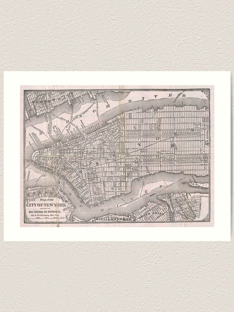 "Vintage Map Of New York City (1886) " Art Print For Sale By ...