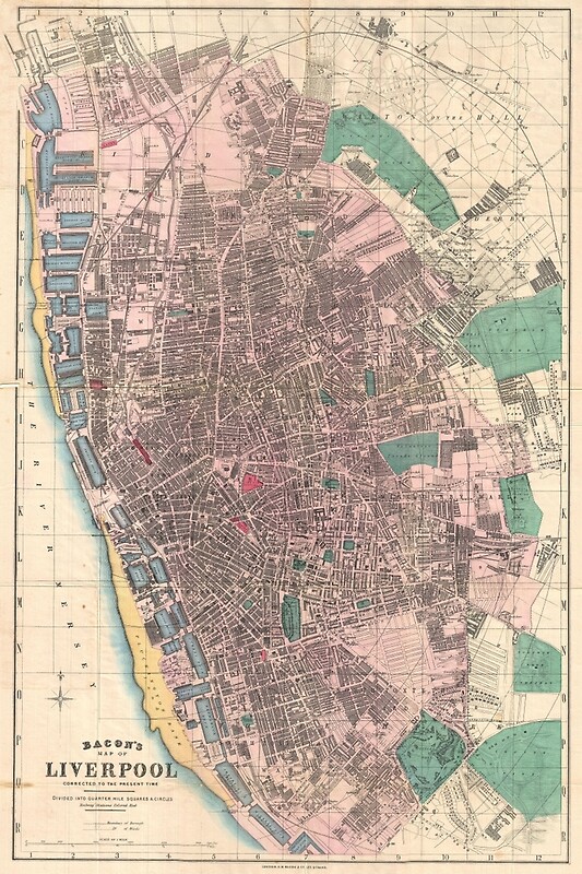 "Vintage Map of Liverpool England (1890)" Posters by BravuraMedia