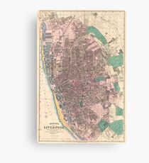 Vintage Map of Liverpool England (1890) Canvas Print