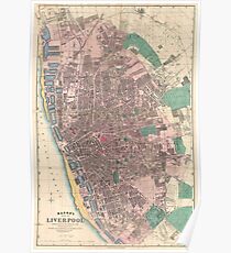 Vintage Map of Liverpool England (1890) Poster