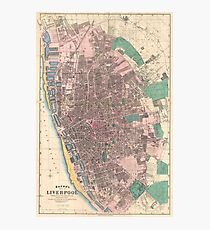 Vintage Map of Liverpool England (1890) Fotodruck