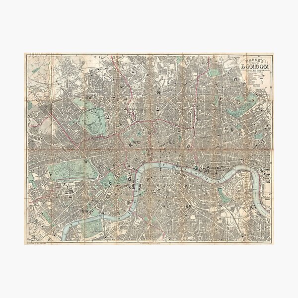 Item preview, Vintage Map of London (1890)  designed and sold by BravuraMedia.