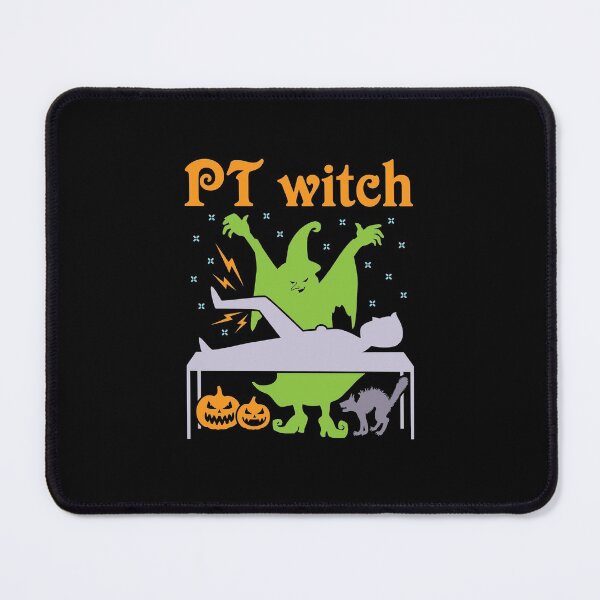 Artikelvorschau, PT oder PT Assistent. Physiotherapie-Design kennzeichnet Hexe mit Physiotherapiepatienten. Perfekt für Physiotherapeuten, um sie an Halloween oder am 31. Oktober im Büro zu tragen entworfen und verkauft von jaygo.