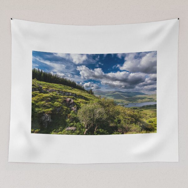 Item preview, Green mountains with forests, lakes and blue cloudy sky - scenery from Killarney National Park, near the town of Killarney, County Kerry, Ireland designed and sold by AlbertMi.