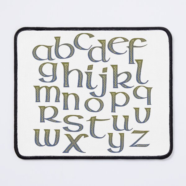 Celtic Knotwork Half Uncial Alphabet Abecedary Mouse Pad