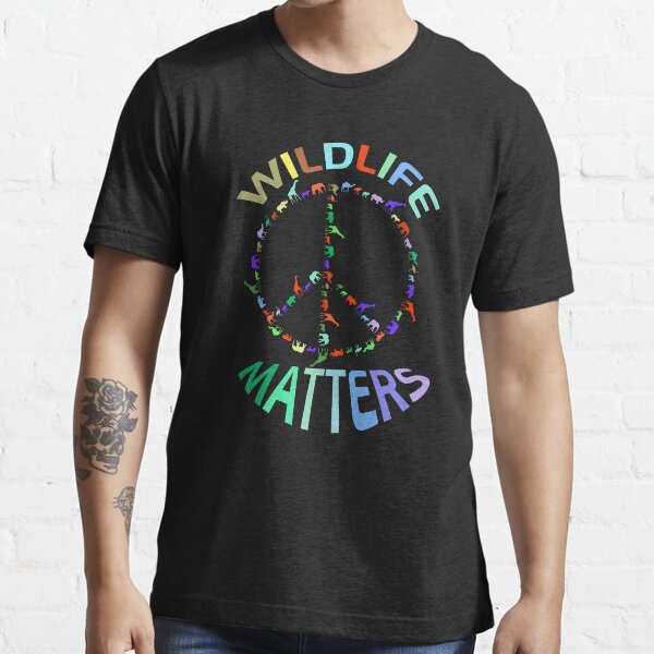 Colorful wildlife matters design of a peace sign with wildlife animals. Protect the wildlife! Essential T-Shirt