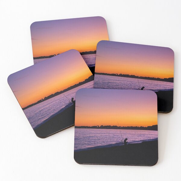 Item preview, Captivating Fisherman's Silhouette at Sunset - Coastal Photography designed and sold by ShutterStudios.