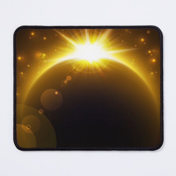 Item preview, Bright Yellow Rising Sun Behind Silhouetted Planet with Golden Stars designed and sold by WearWolfDesigns.