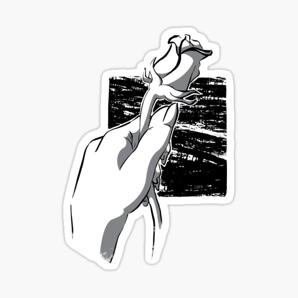 Rose et main Sticker