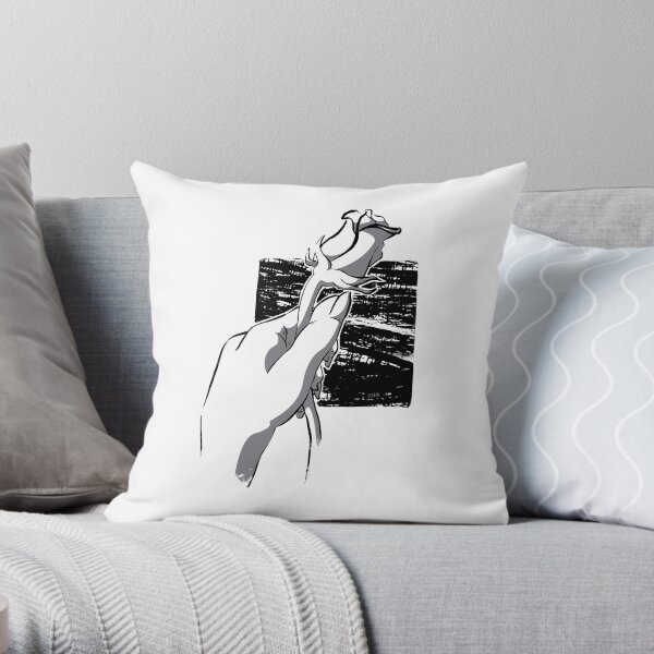 Rose et main Coussin