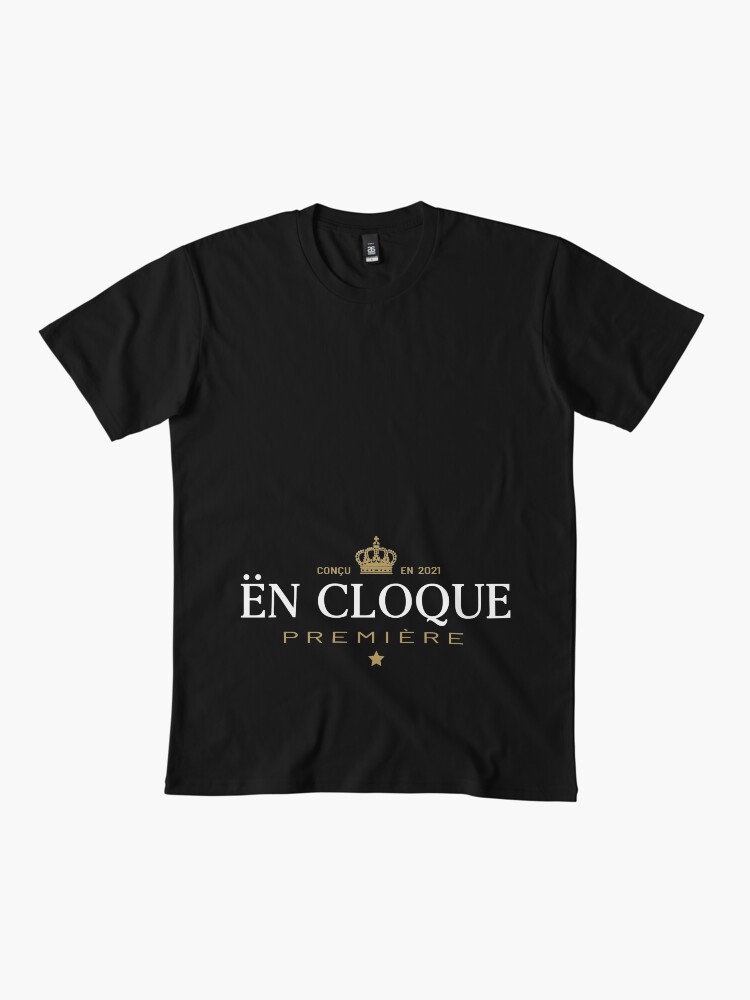 Aperçu 2 sur 4. T-shirt premium avec l'œuvre Humour pour Femme Enceinte En Cloque Premier Bébé créée et vendue par marzun.
