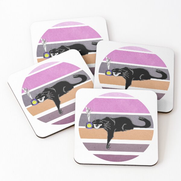Item preview, lazy black cat with coffee designed and sold by damacon.