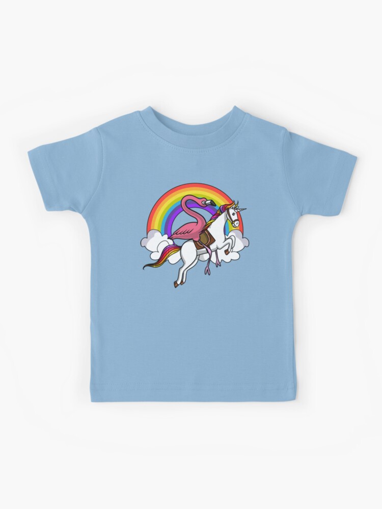 Flamingo Pink Bird Riding Unicorn Rainbow T-Shirt Flamingo Pink Bird Riding Unicorn Rainbow T-Shirt