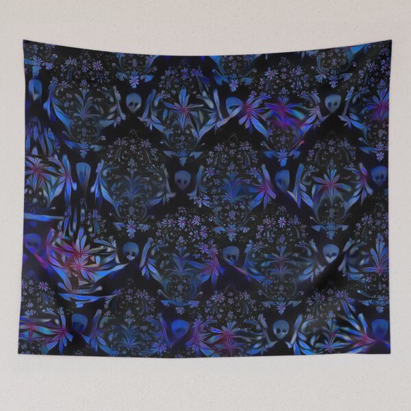 Item preview, Surreal Skulls and Flowers Pattern | Surreal Spooky Purple Skulls TM11 designed and sold by triciakitty.