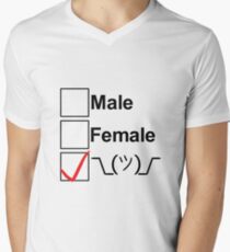 Camiseta para hombre de cuello en v ¯ \ _ (ツ) _ / ¯ (texto negro)