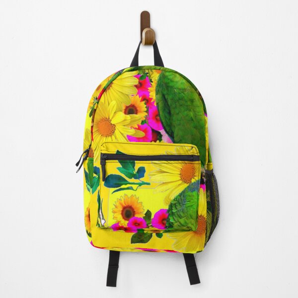 Item preview, GREEN TROPICAL MACAW YELLOW DAISY FLOWERS GOLD ART designed and sold by sharlesart.