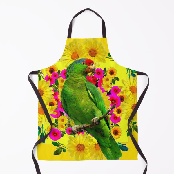 Item preview, GREEN TROPICAL MACAW YELLOW DAISY FLOWERS GOLD ART designed and sold by sharlesart.