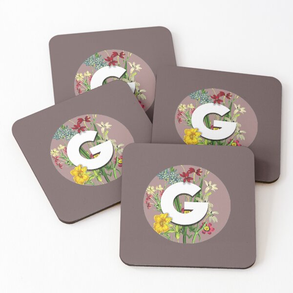 Item preview, Floral Monogram On Light Puce, White 'G Block Style designed and sold by Art2Me.