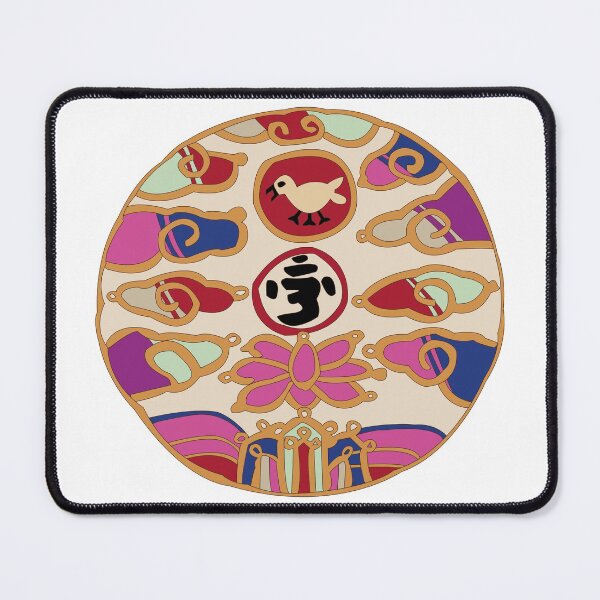 Item preview, Three-legged crow(Samjok-Oh), a lotus flower and clouds. Korean traditional pattern designed and sold by HANOUK JUNG.