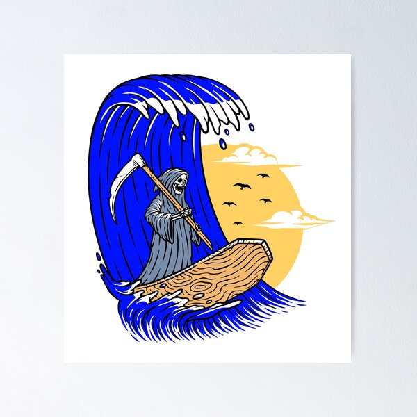 Item preview, Grim reaper surfing designed and sold by InvisibleMind.