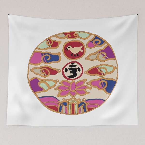 Item preview, Three-legged crow(Samjok-Oh), a lotus flower and clouds. Korean traditional pattern designed and sold by HANOUK JUNG.