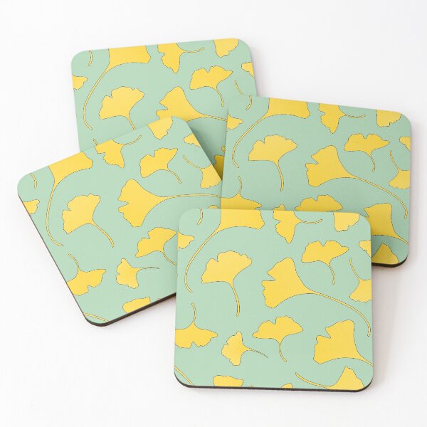 Item preview, Yellow Ginkgo Leaves  Decorative Pattern on olive green designed and sold by nutmegfairy.