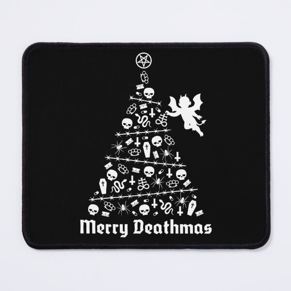 Item preview, Anti Christmas Black Merry Deathmas Tree with Baby Devil Upside Down Cross designed and sold by SpreadForSatan.