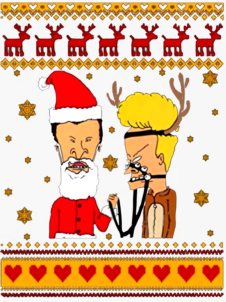 Beavis and Butthead Ugly Christmas Sweater Sticker