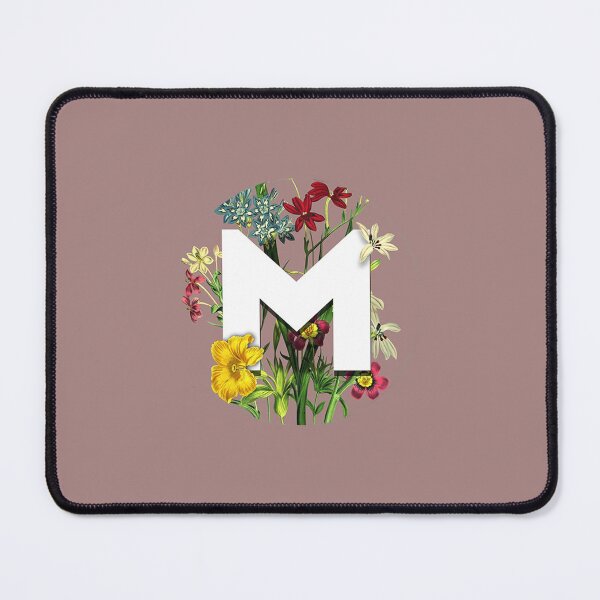 Item preview, Floral Monogram On Light Puce, White 'M' Block Style designed and sold by Art2Me.