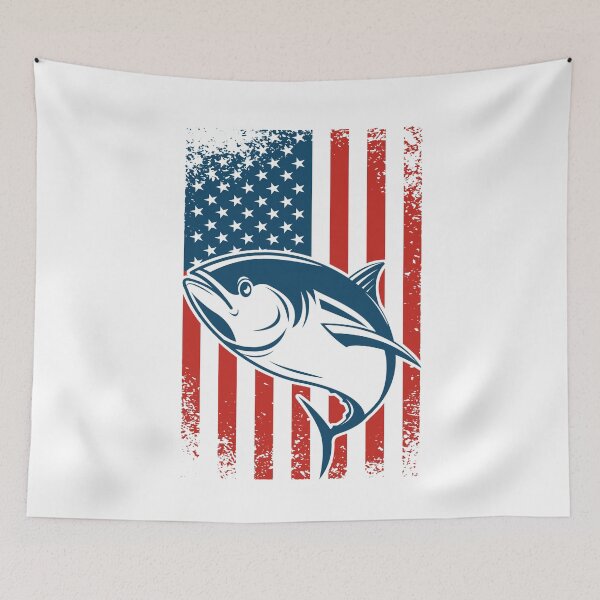Artikelvorschau, Blauflossenthunfisch Distressed American Flag entworfen und verkauft von fungear.
