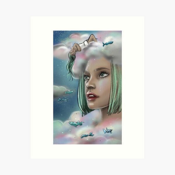 Portrait in the clouds Art Print