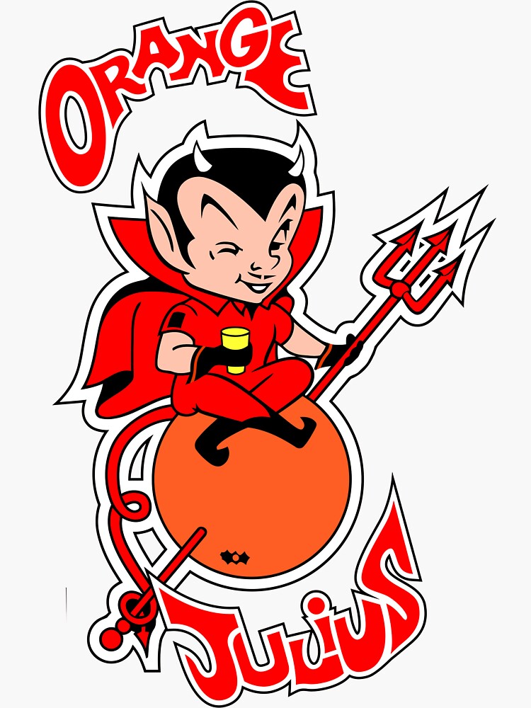 "ORANGE JULIUS DEVIL" Sticker for Sale by Tetewdua Redbubble