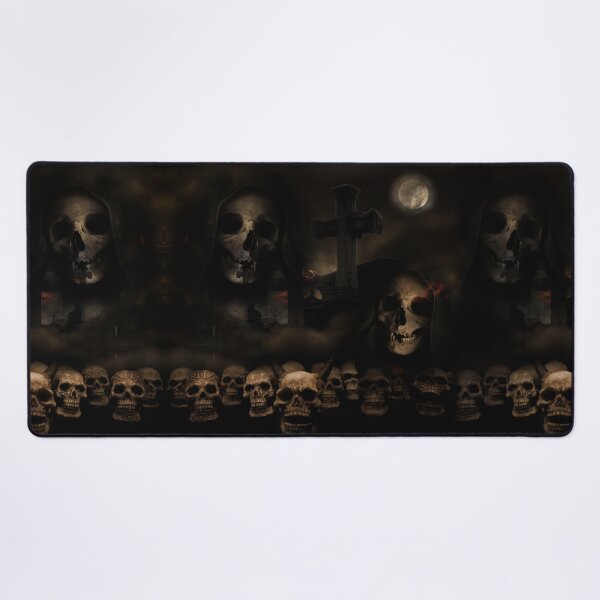 Gothic Skulls at Cemetery Desk Mat