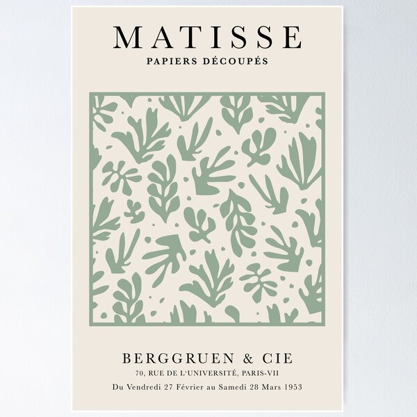 Item preview, Henri Matisse Cutout Flowers, Papier Decoupes Art pastel green, Matisse Cutout's flower designed and sold by re-make-.