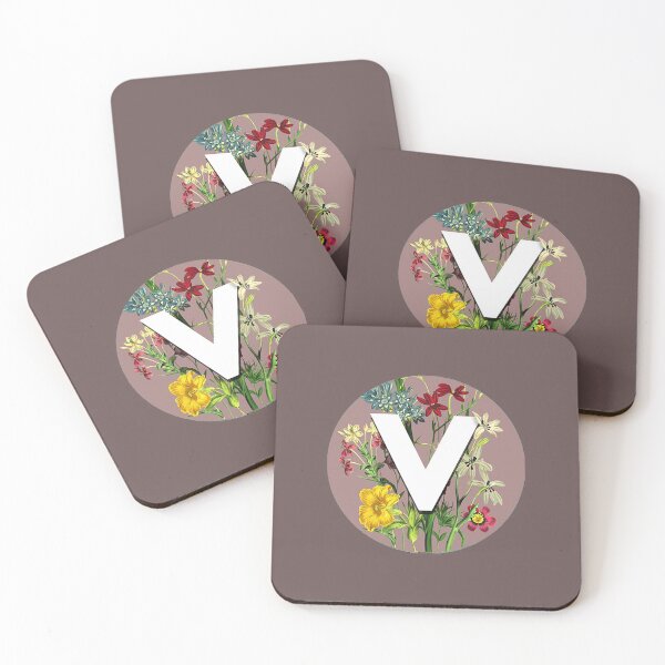 Item preview, Floral Monogram On Light Puce, White 'V' Block Style designed and sold by Art2Me.
