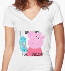 Peppa is not amused. Women's Fitted V-Neck T-Shirt