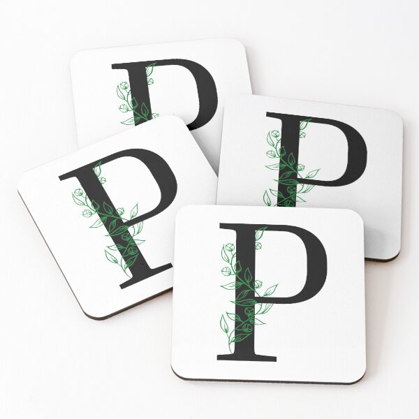 Item preview, P Initial Vine Flower Monogram Decal designed and sold by TrashPandaCreative.