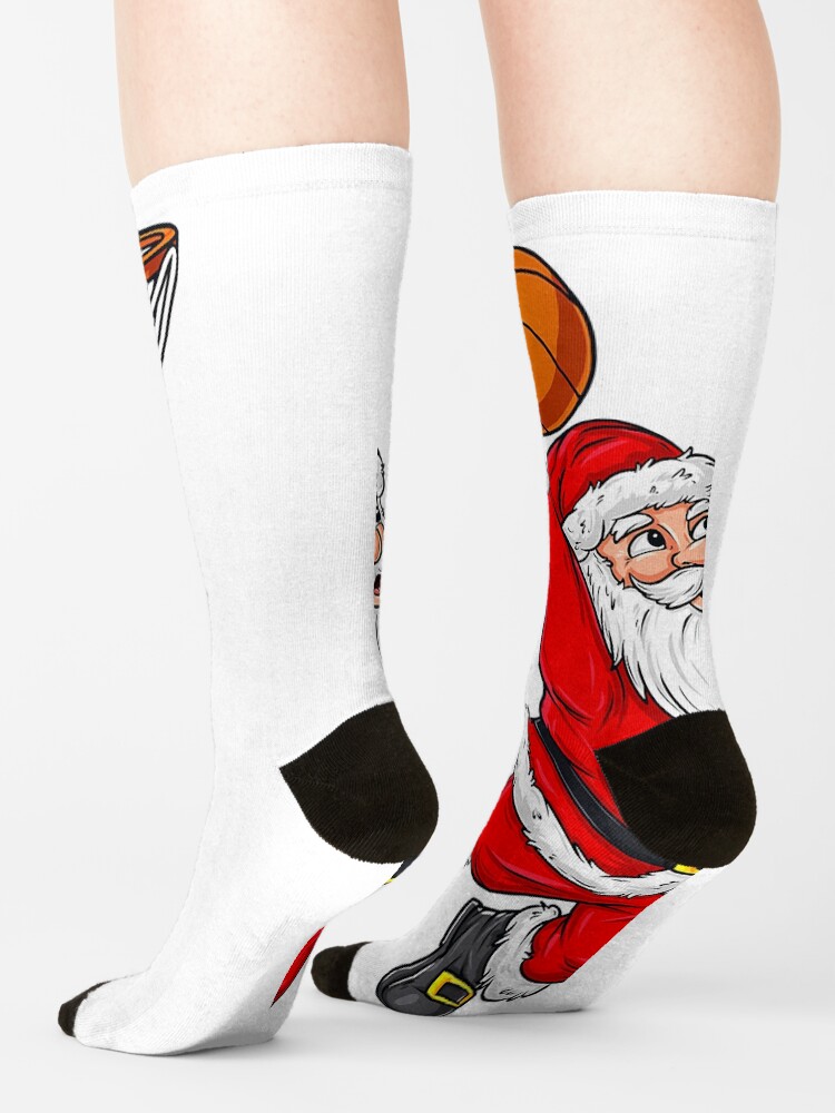 Christmas Santa Claus Dunking A Basketball Funny Xmas Socks for Sale by ZerinaYasutake Redbubble