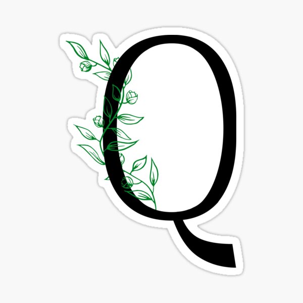 Item preview, Q Initial Vine Flower Monogram Decal designed and sold by TrashPandaCreative.